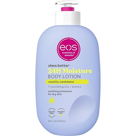 eos Shea Better Body Lotion- Vanilla Cashmere, 24-Hour Moisture Skin Care, Lightweight & Non-Greasy
