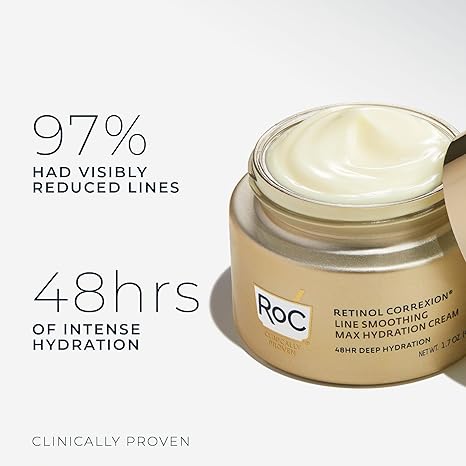 RoC Retinol Correxion Max Daily Hydration Anti-Aging Face Moisturizer with Hyaluronic Acid, Oil Free Skin Care Cream for Fine Lines, Dark Spots, Post-Acne Scars, 1.7 Ounces (Packaging May Vary) - Image 3