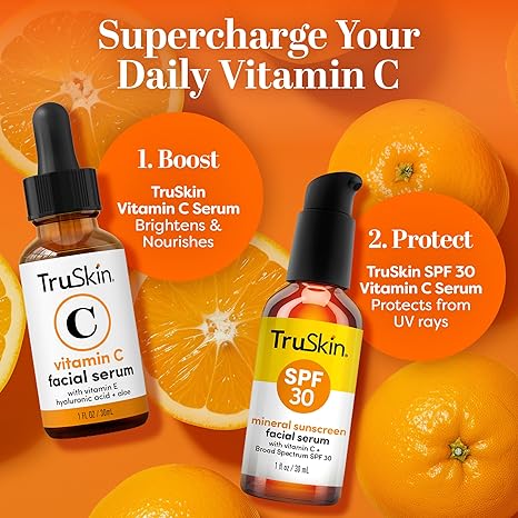 TruSkin Sunscreen Serum for Face – SPF 30 Universal Tinted Mineral Sunscreen Face Serum – Lightweight Sheer Finish – Zinc Oxide, Vitamin C, Hyaluronic Acid, Ceramides, All Skin Types, 1 fl oz - Image 2